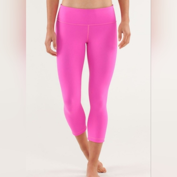 LULULEMON REVERSIBLE WOMEN'S WUNDER UNDER LEGGINGS PINK/BLACK Sz 4 - Picture 2 of 12